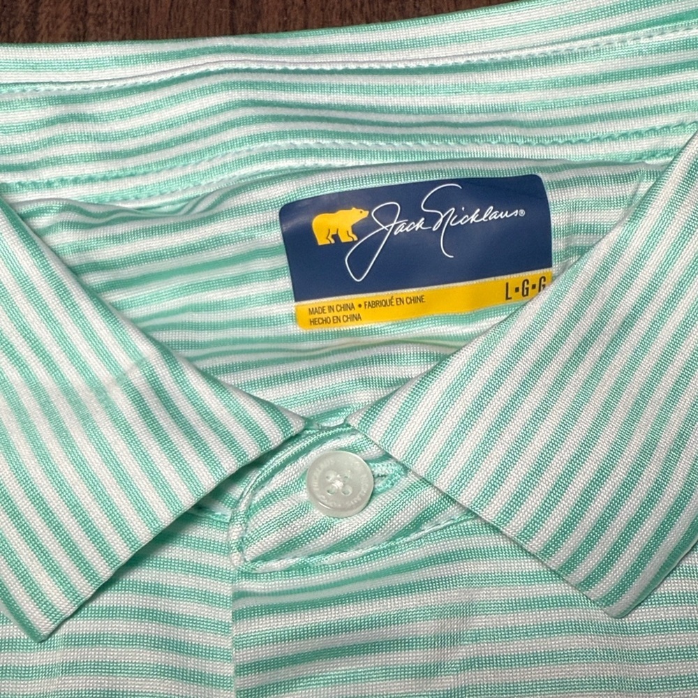 NEW! Jack Nicklaus Men’s Golf Polo Striped Shirt Large With Sun Protection - Picture 10 of 11